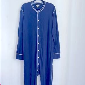 J. Crew Knit Goods one piece long john butt flap pajama union suit sz L